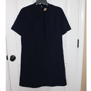 Tavrovska Ladies 48 (XL) Navy Knee Length‎ Dress back Zip Neck Tie Front